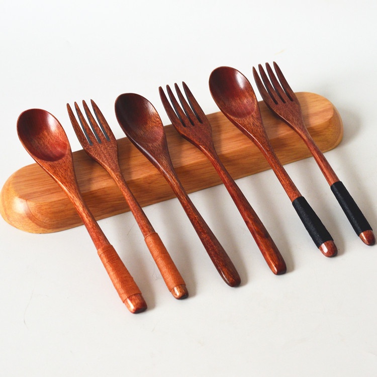 日式創意木勺 木制筷子 綁線防滑長柄攪拌勺蜂蜜木勺 咖啡勺 湯勺 長柄木製直柄大勺子 湯匙 木叉