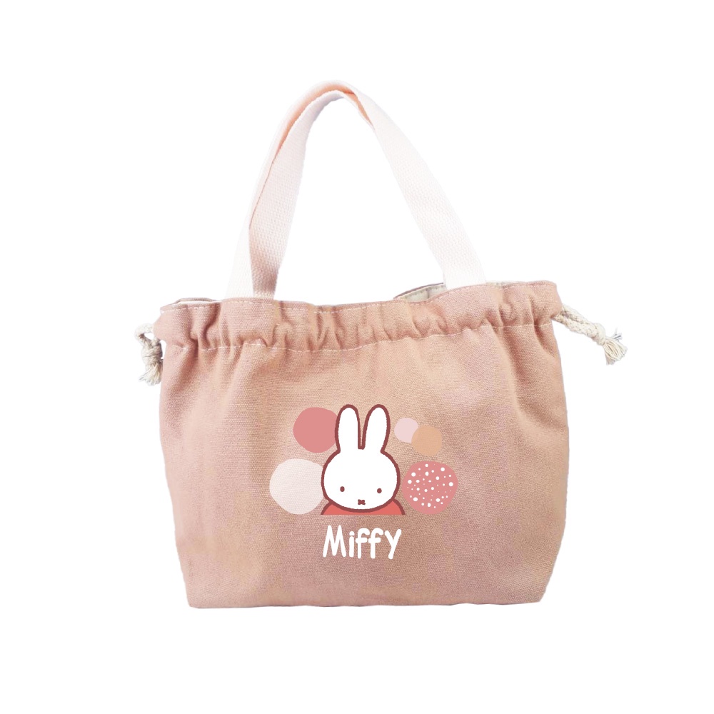 MIFFY 米飛兔插畫 手提小布包 (珊瑚粉) 帆布袋 手提袋 束口帆布袋 單肩包 提袋 環保袋 購物袋 米菲 正版授權