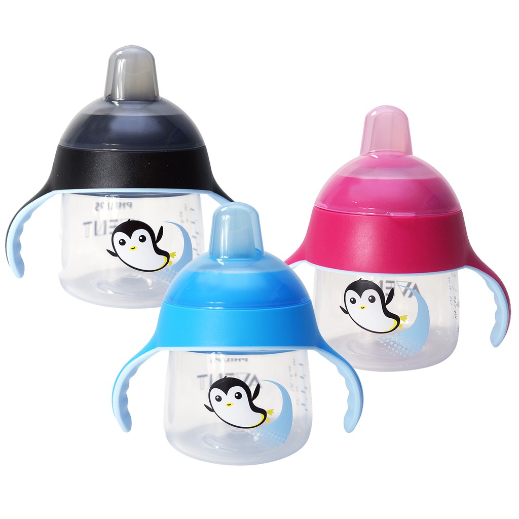 AVENT 企鵝鴨嘴吸口水杯200ML 六個月以上寶寶使適用 輕鬆吸、不漏水、幫助寶寶輕鬆轉換水杯，本檔加贈吸嘴送完為止