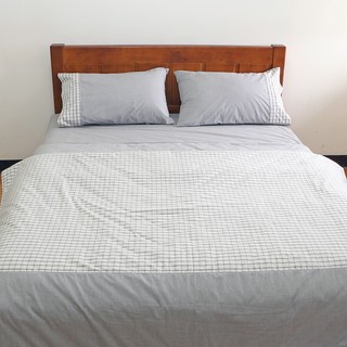 台灣製造 床包枕套組 銀纖維 床包組 方格紋 5x6.2尺