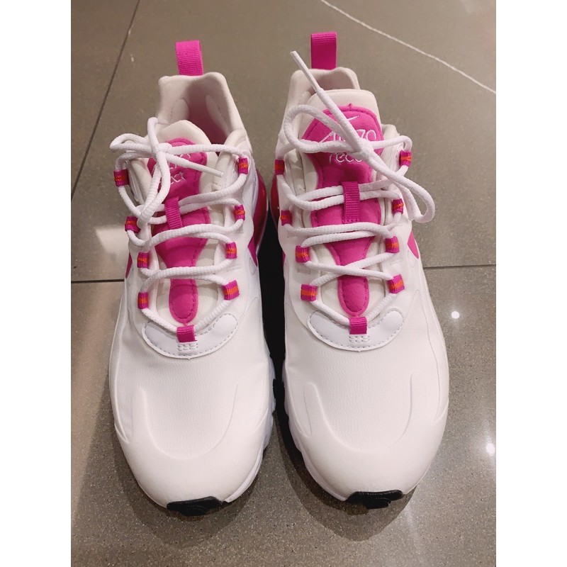 NIKE休閒鞋 Air Max 270 React 女鞋 舒適避氣簡球鞋白粉（保留勿下單）