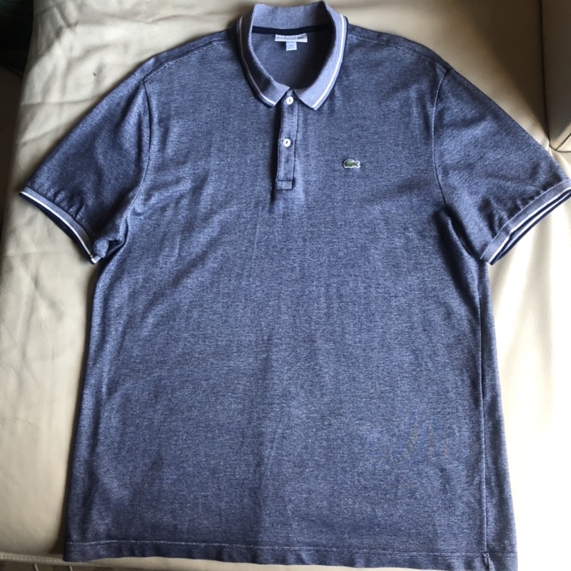 保證正品 Lacoste 藍灰色 經典 短袖POLO衫 size FR 8 3XL 適合 XXL