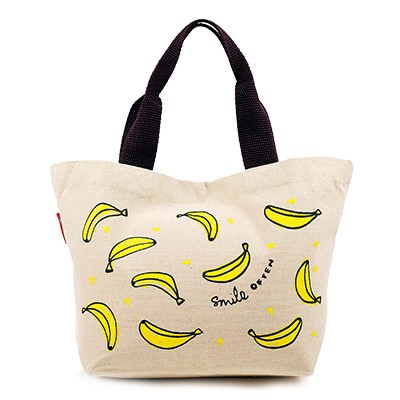 魔法家-mocodo[台灣製]帆布手提袋便當袋 香蕉圖案 厚款帆布袋 清新 環保 托特 收納包 小提包 純棉