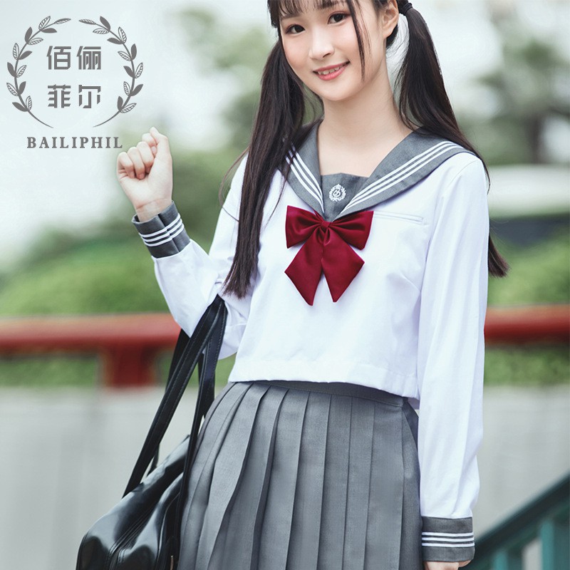 淺灰色水手服套裝學院風校服夏班服短裙學生女cos日系jk制服高校生女高中生短袖制雪梨生活館ooqry 蝦皮購物