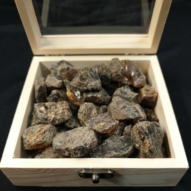天然緬甸藍珀原礦 200g 供佛聖品 含木盒