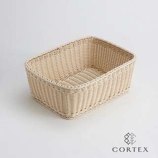CORTEX 收納籃 仿籐籃 浴巾籃 長方型W50 米白色