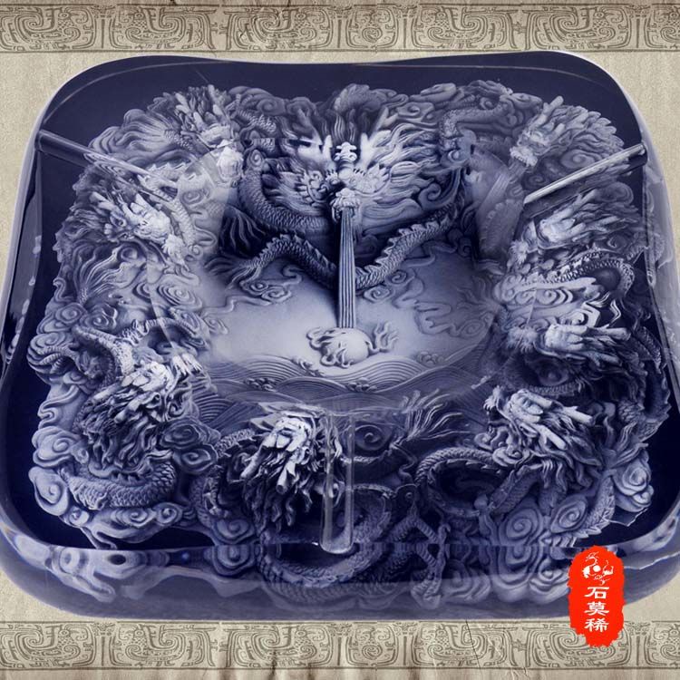 免運-煙灰缸#立體雕刻浮雕九龍戲珠煙灰缸創意個性復古中式客廳擺件風水禮品