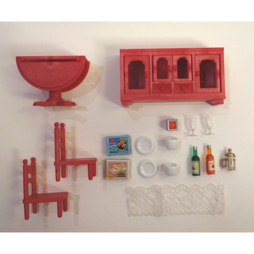 絶版 森林家族 紅色家具 邊櫃+餐桌椅(詳內文)