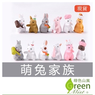 萌兔家族 小白兔 多肉植物盆栽裝飾 微景觀 園藝配件 裝飾品 組盆擺飾 拍攝道具【綠色山嵐】