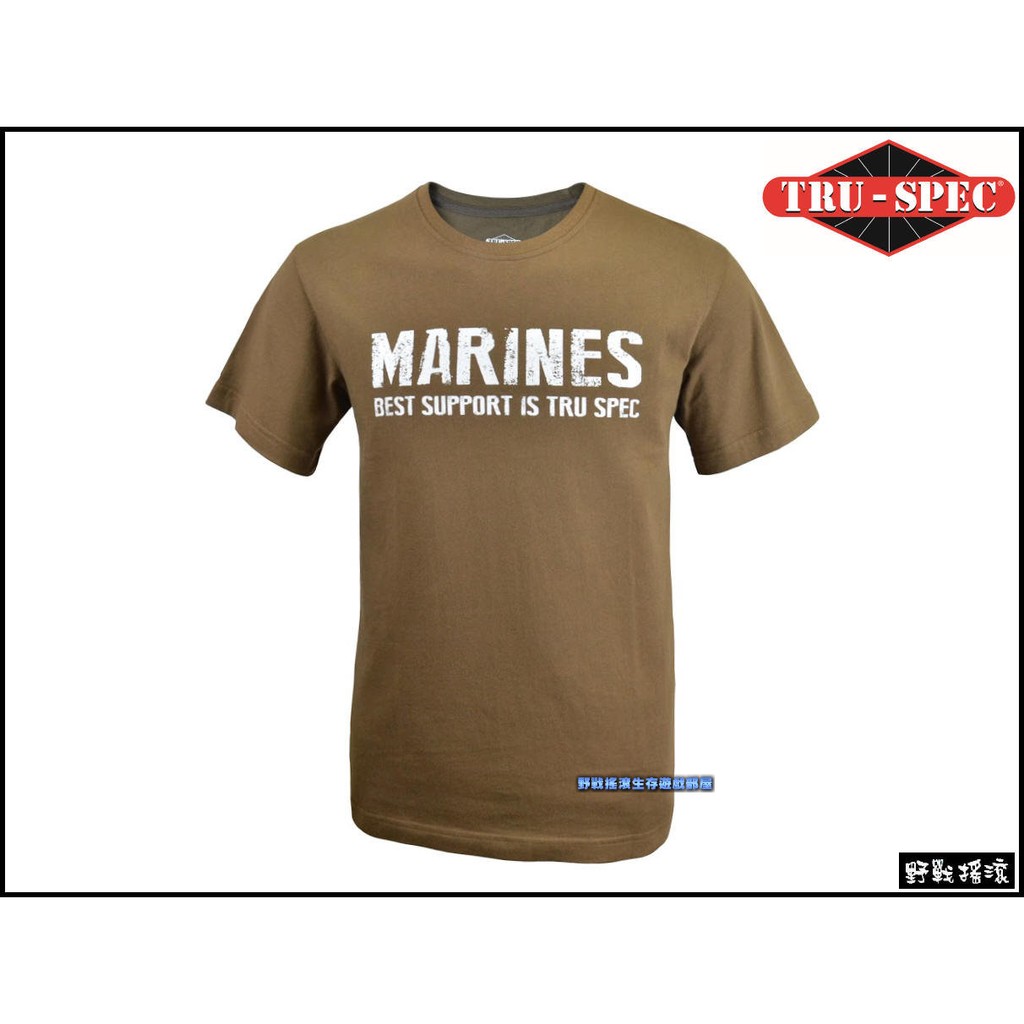 【野戰搖滾-生存遊戲】美國 TRU-SPEC 軍事風格T恤【狼棕色 MARINES】美國海軍陸戰隊短袖T恤戰術T恤迷彩服