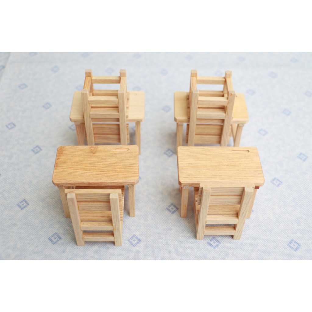 簡易版3-3越檜製-小模型-越檜製作國小、國中課桌椅-實木製。本賣場為一桌一椅合售