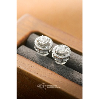 順順飾品--輕珠寶耳環--18K白K金雙戴天然鑽石放大鑽耳環┃主鑽0.10ct+0.10ct克拉.配鑽0.16ct克拉