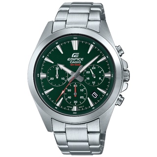 CASIO卡西歐 EDIFICE EFV-630D-3AV 簡約運動風三眼日期顯示腕錶 / 綠面 43.9mm