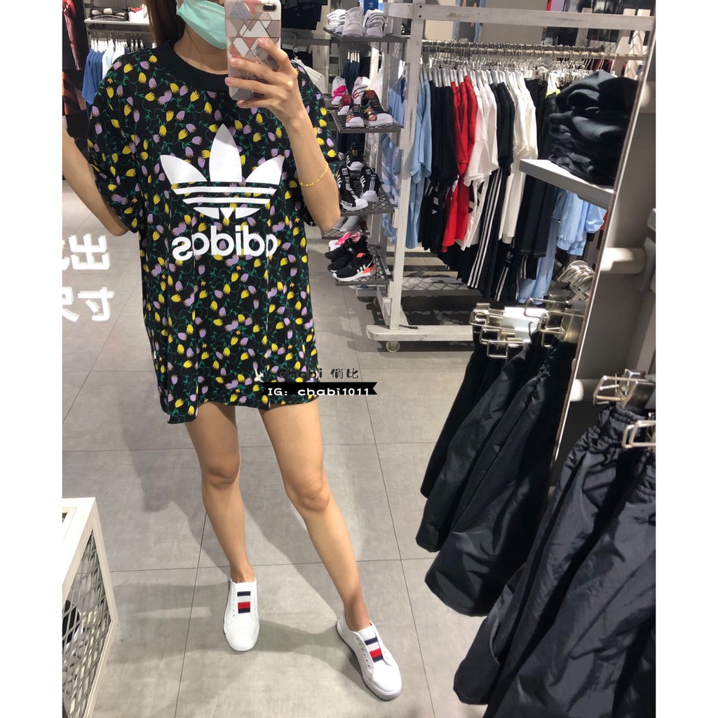 ☆Chabi 俏比☆* Adidas Originals愛迪達大LOGO花卉短袖T恤FL4112 女款| 蝦皮購物