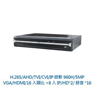 監控主機 群達 ISCDRS2216A 5合1 16路 DVR 監視器 AHD TVI CVI 960H