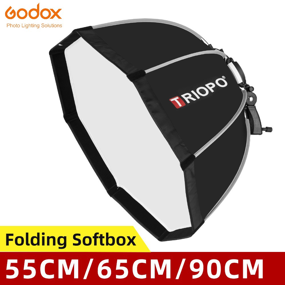 GODOX Triopo 55cm 65cm 90cm 可折疊八角柔光箱支架安裝柔光箱手柄適用於神牛永諾閃光燈手電筒