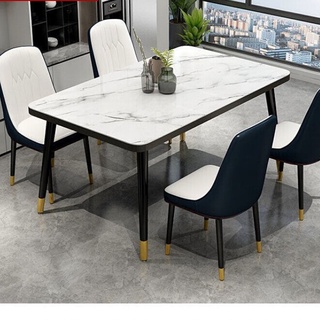 {格林家具城}北歐輕奢玻璃餐桌現代簡約飯桌家用ins風小戶型仿岩板餐桌椅組合