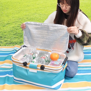 【歐歐選物】折疊野餐包 戶外保溫籃鋁箔加厚牛津布保溫冰袋冰籃野餐籃
