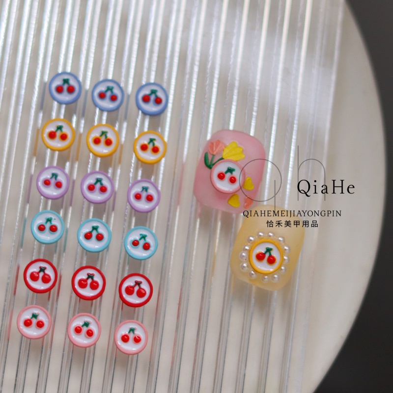 韓系INS卡通美甲金屬飾品可愛水果櫻桃合金立體指甲DIY裝飾品