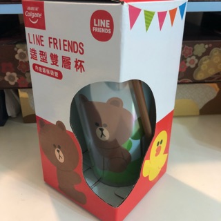 Line friends 熊大 兔兔 造型雙層杯 水杯 隨手杯 茶杯 杯子