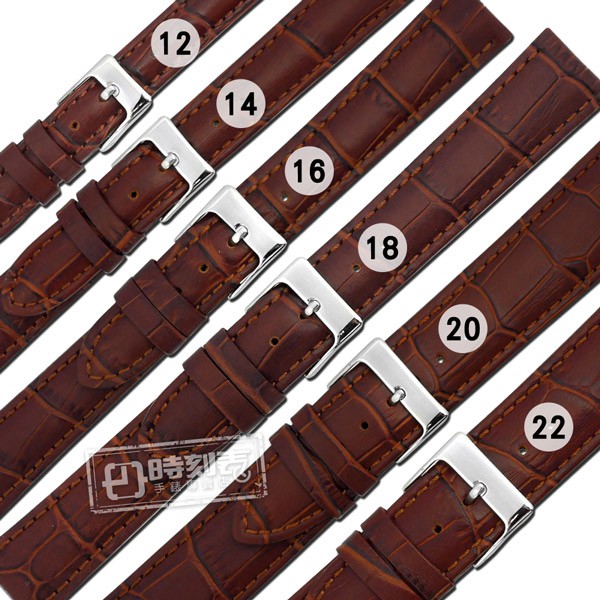 Watchband / 12.14.16.18.20.22mm / 各品牌通用 百搭款 柔軟 壓紋真皮錶帶 紅棕色