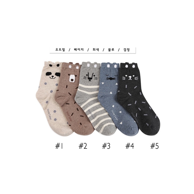 韓國直送 韓國動物臉造型短襪-款式隨機 (SOCK-346-W)