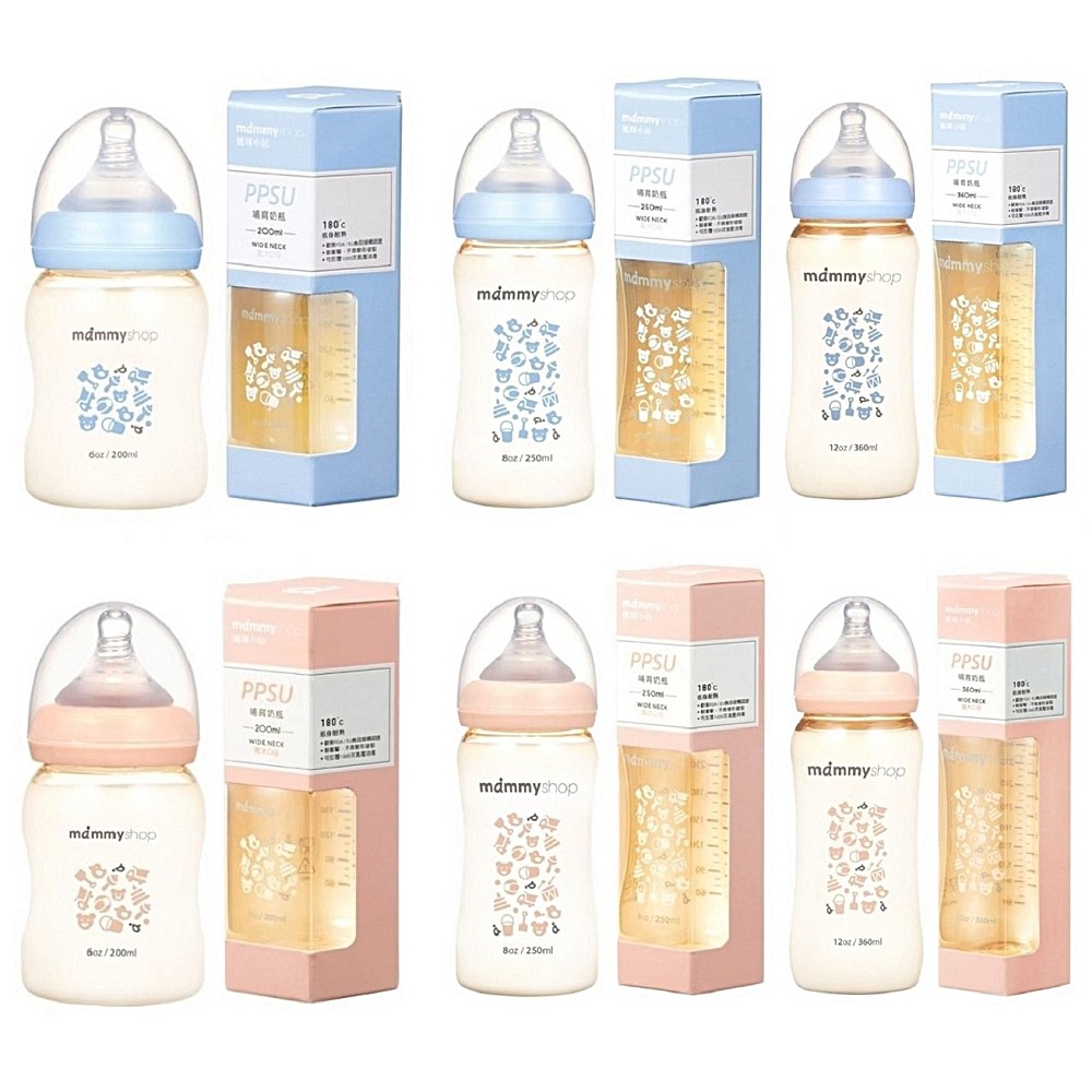 媽咪小站mammy shop 台灣製造 母感體驗PPSU防脹氣哺育奶瓶 寬口徑 200 250 360ml 88509