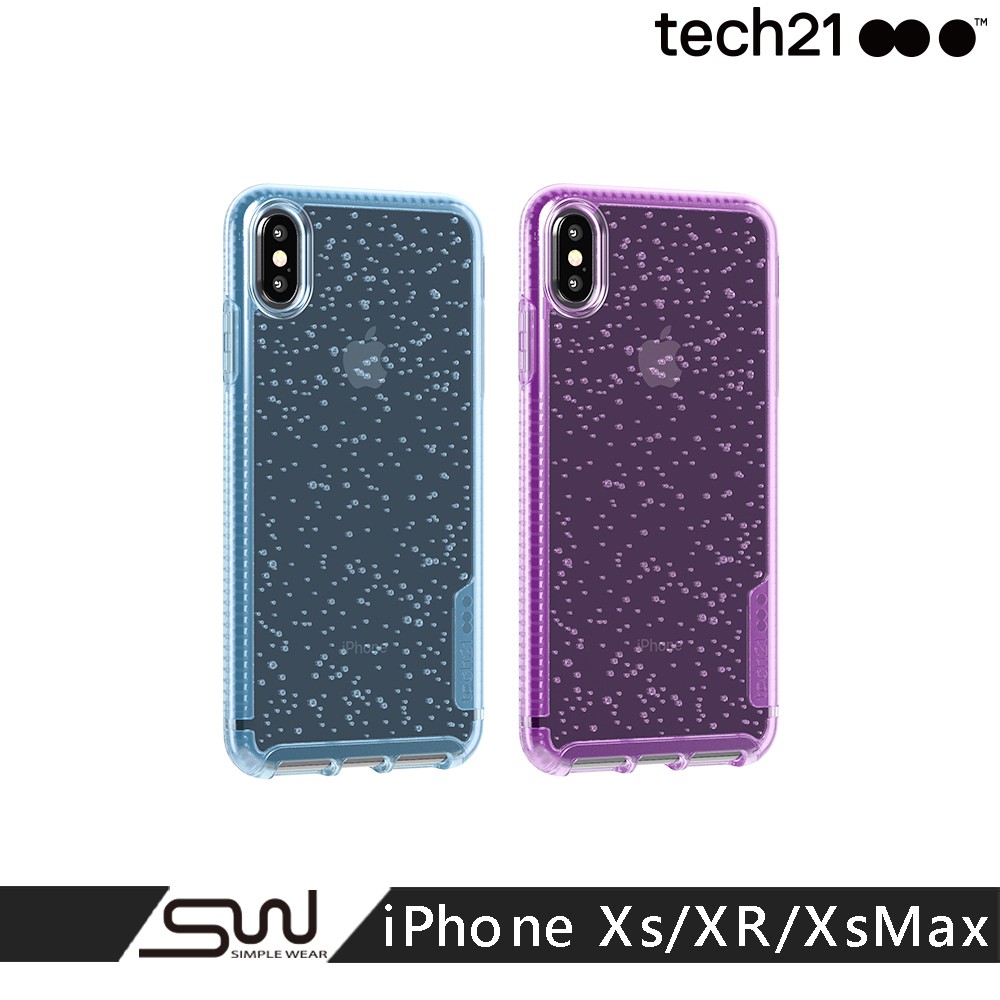 【英國Tech 21】抗衝擊PURE SODA防撞硬式泡泡保護殼-iPhone 蝶蘭紫 / 冰晶藍