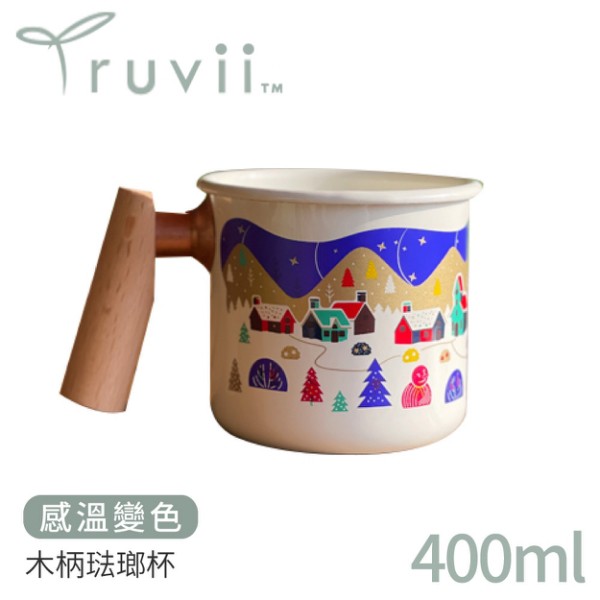 【Truvii 趣味 木柄琺瑯杯400ml《聖誕杯》】9901/琺瑯咖啡杯/茶杯/馬克杯/露營/悠遊山水