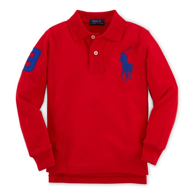 Polo by RALPH LAUREN 紅色大馬徽標長袖polo衫上衣