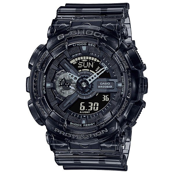 CASIO卡西歐G-SHOCK GA-110SKE-8A 時尚灰透色系指針/數位雙顯腕錶51.2mm