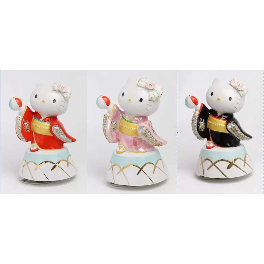 鼎飛臻坊 日本製 HELLO KITTY 凱蒂貓 手工 和服 陶瓷 花邊娃娃 旋轉音樂盒 音樂鈴 全3款 日本正版