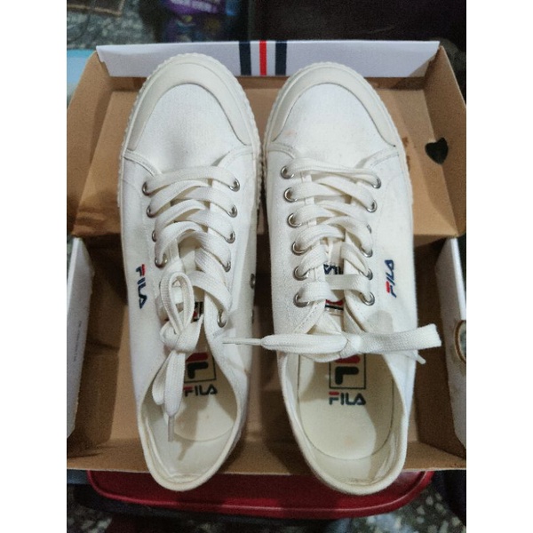FILA CLASSIC KICKS 米白色帆布鞋 餅乾鞋 韓國購入保證正品 尺碼US7