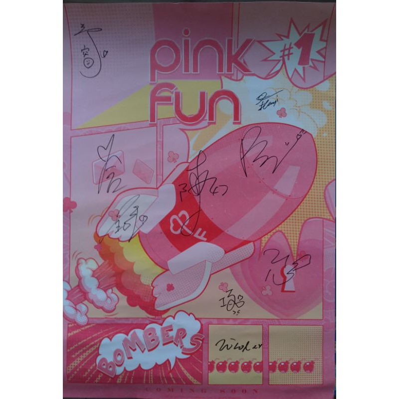 DD52女團 初星演唱會簽名海報，粉紅炸彈pink fun首發專輯預購簽名海報