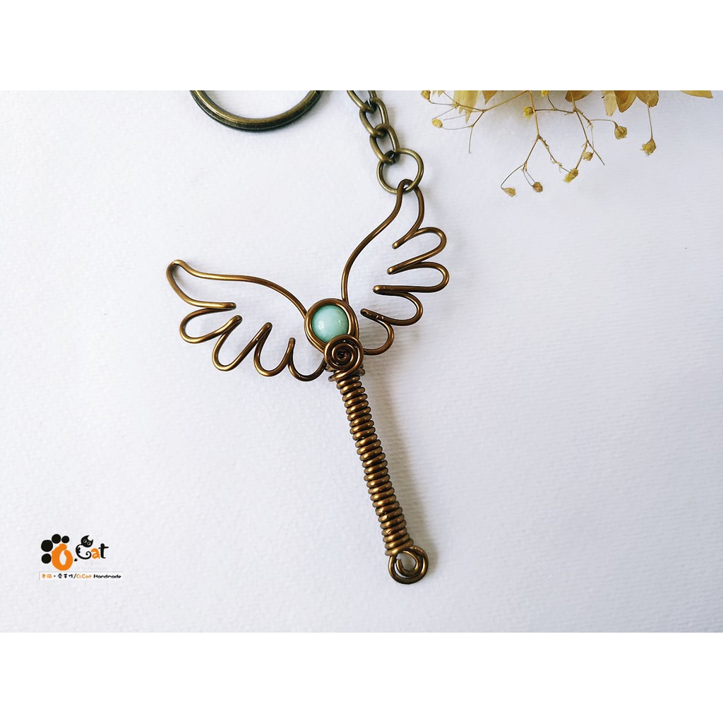 老貓 愛手作 O Cat Handmade 手工飾品金屬線編玉髓羽之權杖鑰匙圈吊飾掛飾掛件 天河色 蝦皮購物