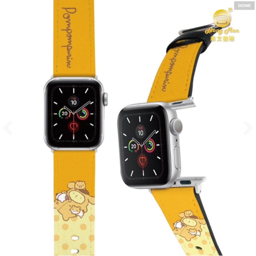 【Hong Man】三麗鷗 Apple Watch 皮革錶帶 布丁狗與貓