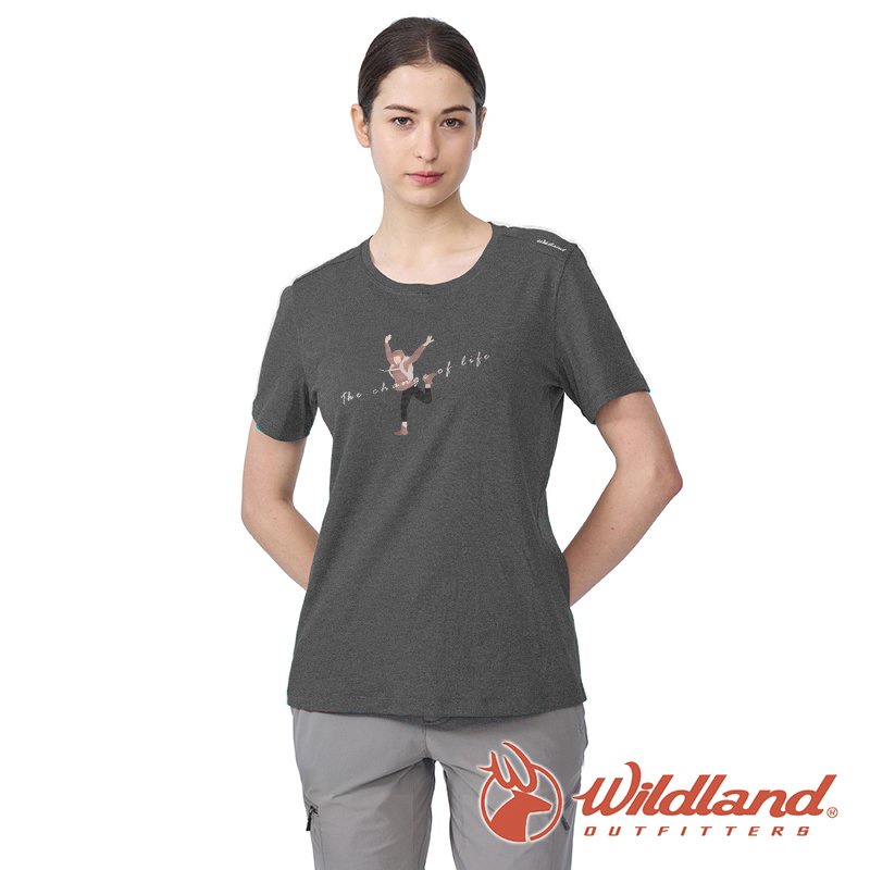 【wildland 荒野】女 山女孩機能快乾圓領短袖T恤『深灰』0B01617