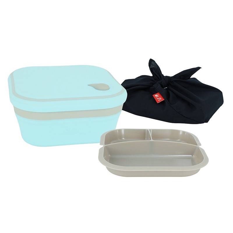 全新dr.si飽飽盒（含菜盤+日式便當包巾）-月白藍 多買了一組便宜賣