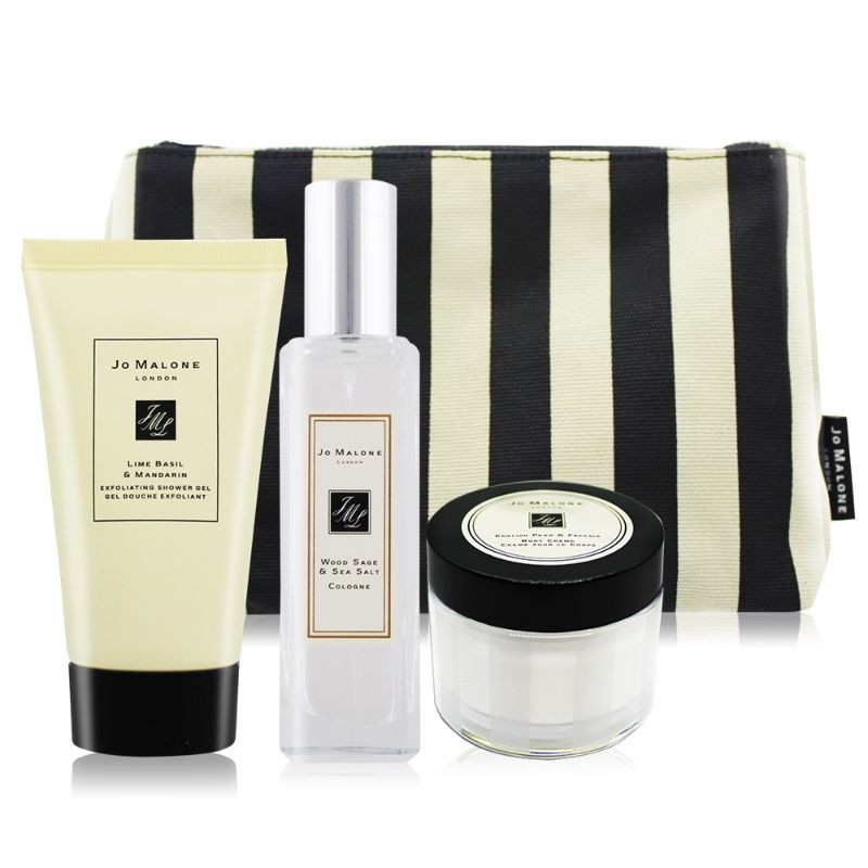 昇恒昌免稅店jo Malone 繽紛聖誕旅行組 鼠尾草與海鹽香水 英國梨與小蒼蘭潤膚霜 青檸羅勒與柑橘潔膚露