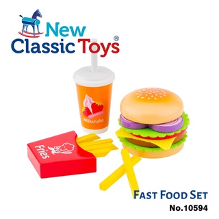 荷蘭 New Classic Toys 牛肉起司漢堡套餐 - 10594 家家酒 木製玩具 切切樂 煮菜遊戲 漢堡玩具