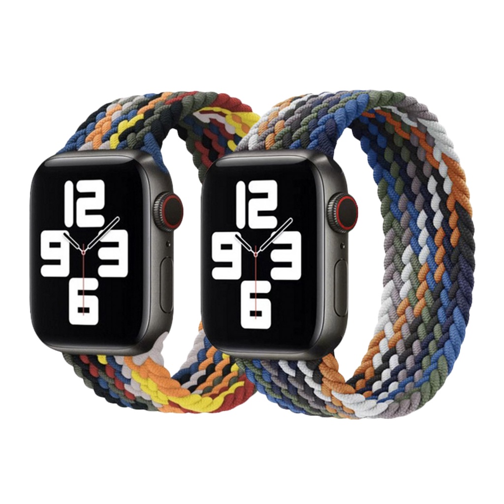 Apple Watch 6色彩虹彈力迷彩尼龍編織錶帶 蘋果替換錶帶