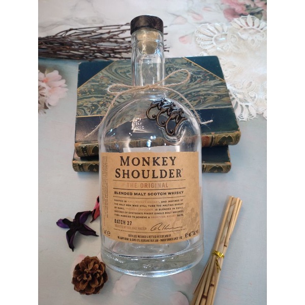 二手空酒瓶 三隻猴子威士忌  裝飾 DIY/容量：1000ml