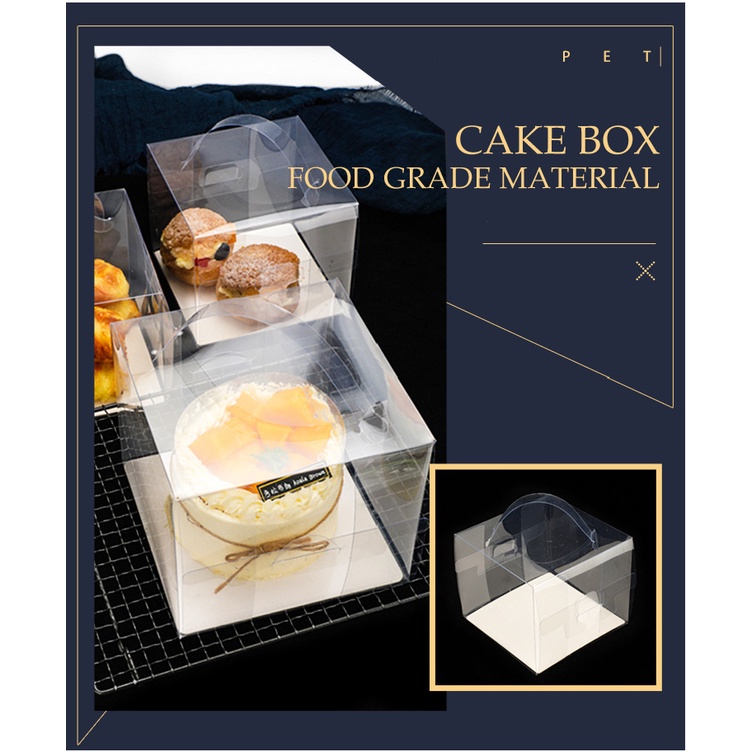 【台灣現貨】爆漿蛋糕手提盒 透明蛋糕盒 公仔盒 禮品包裝盒 4吋6吋 透明包裝盒 泡芙包裝盒 聖誕 薑餅屋 烘焙包裝