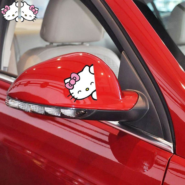 【現貨】超可愛♥1對 HELLO Kitty 汽車貼紙 后视镜貼 車身貼 卡通可愛汽車貼紙 遮痕 KT貼紙