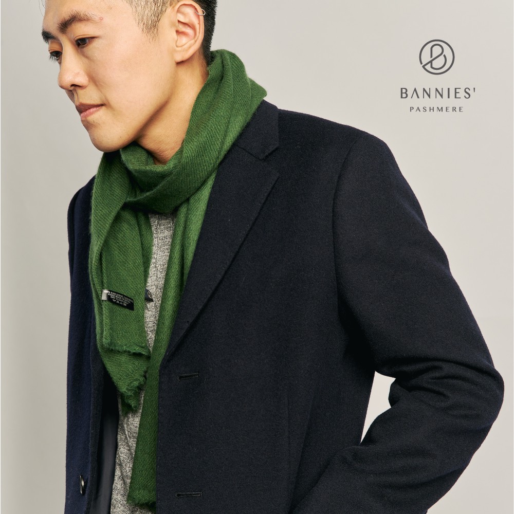 森林綠｜窄版素面系列 圍巾/披肩 BANNIES  喀什米爾圍巾 手工 尼泊爾 羊絨 披肩/圍巾 專櫃品牌