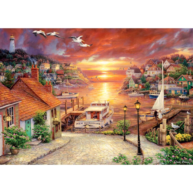 4522 1500片歐洲進口拼圖 PER 繪畫風景 夕陽下美麗的港口 CHUCK PINSON