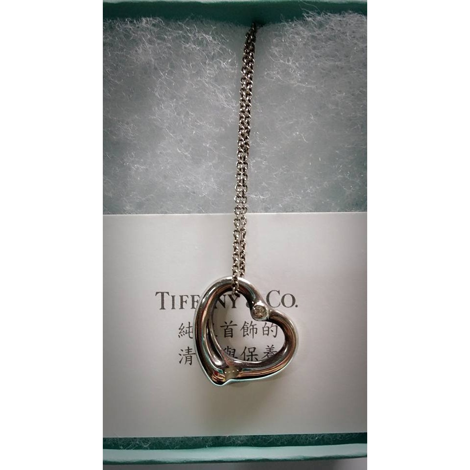 特價 Tiffany&amp;Co.  925純銀愛心鑲鑽項鍊(附贈Silver polish洗銀乳+大條全新拭銀布)