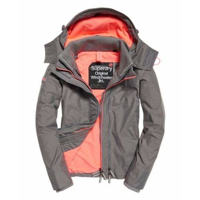 Superdry極度乾燥 現貨XL 三層拉鍊 防風 防潑水 防寒 連帽外套女款保暖夾克
