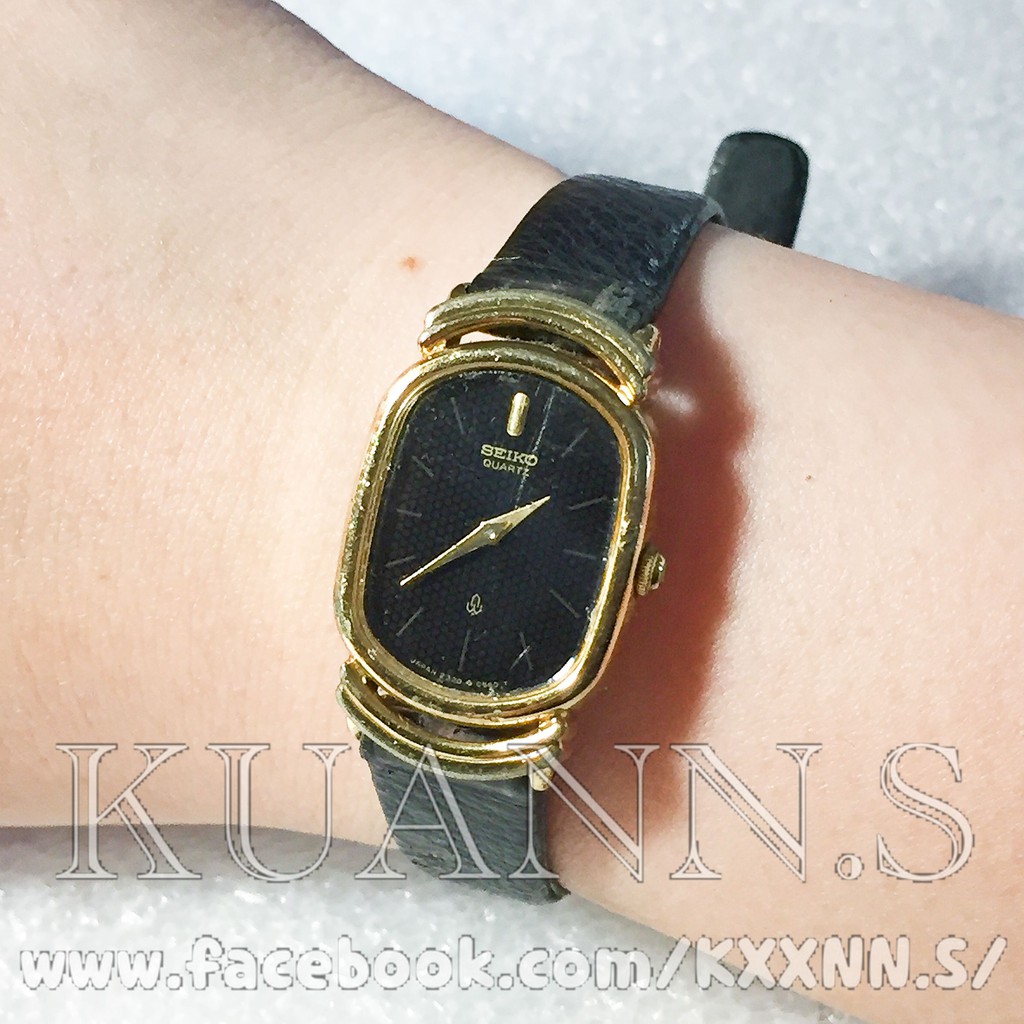 ::KUANN 於小飾::日本 SEIKO 精工 古典 黑金 金色 橢圓 金錶 石英錶 | 古董錶 復古錶 小錶