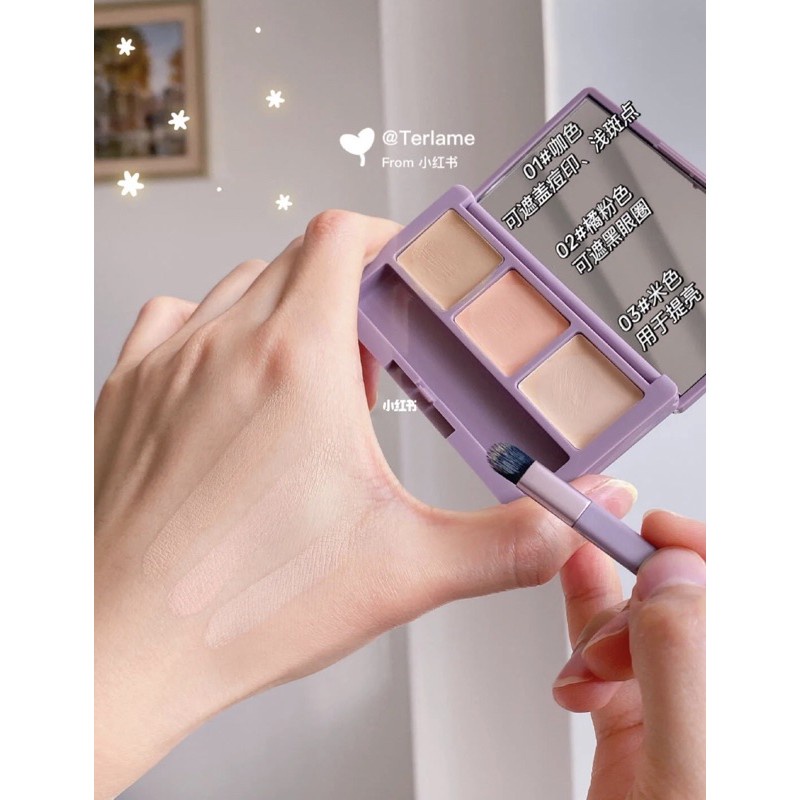 巨好用 贈遮瑕刷 美妝蛋 淚溝橡皮擦 爾木萄三色遮瑕膏遮瑕盤修容一體盤膏遮瑕膏遮瑕液痘印黑眼圈斑點臉部修容